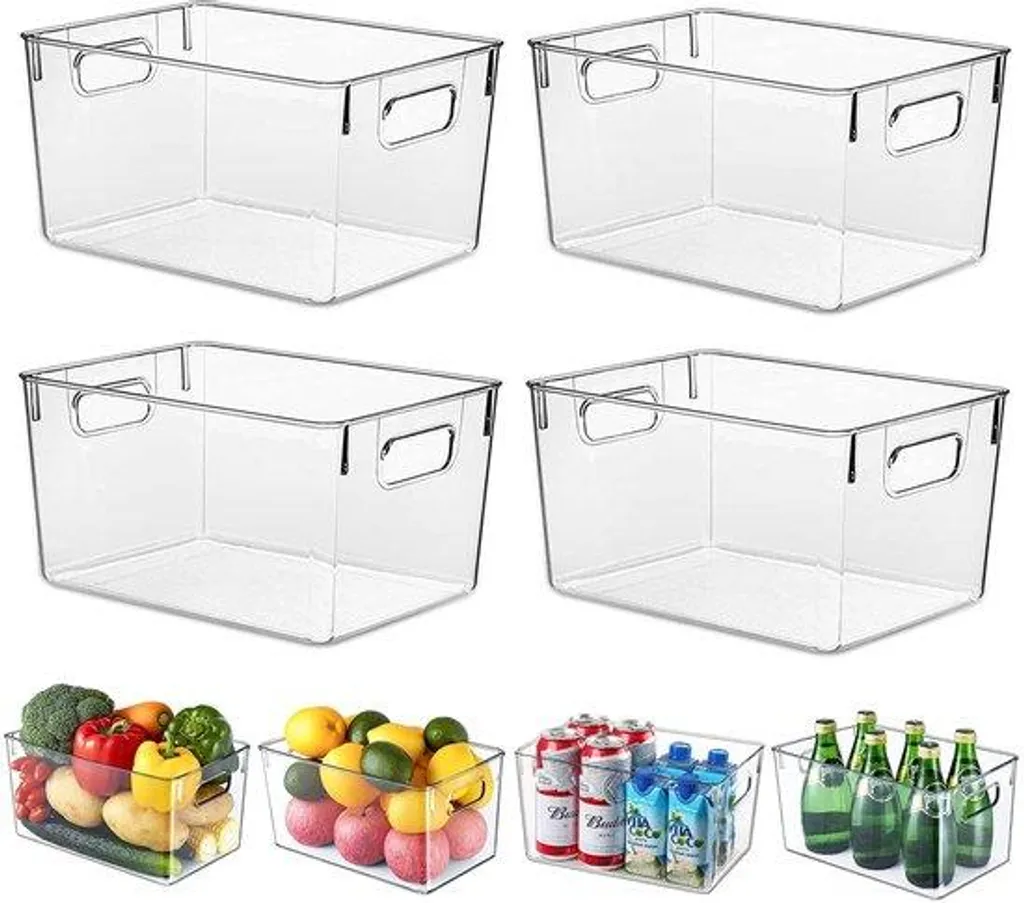 Rangement cuisine et salle de bain : 4 boîtes transparentes empilables