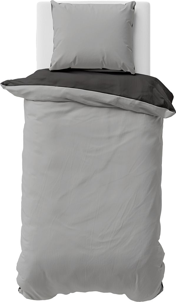 Biber Bettwäsche 155x220 cm 100% Baumwolle Feinbiber Uni Einfarbig Bettbezug Wendeseite Grau Anthrazit 2 teilig