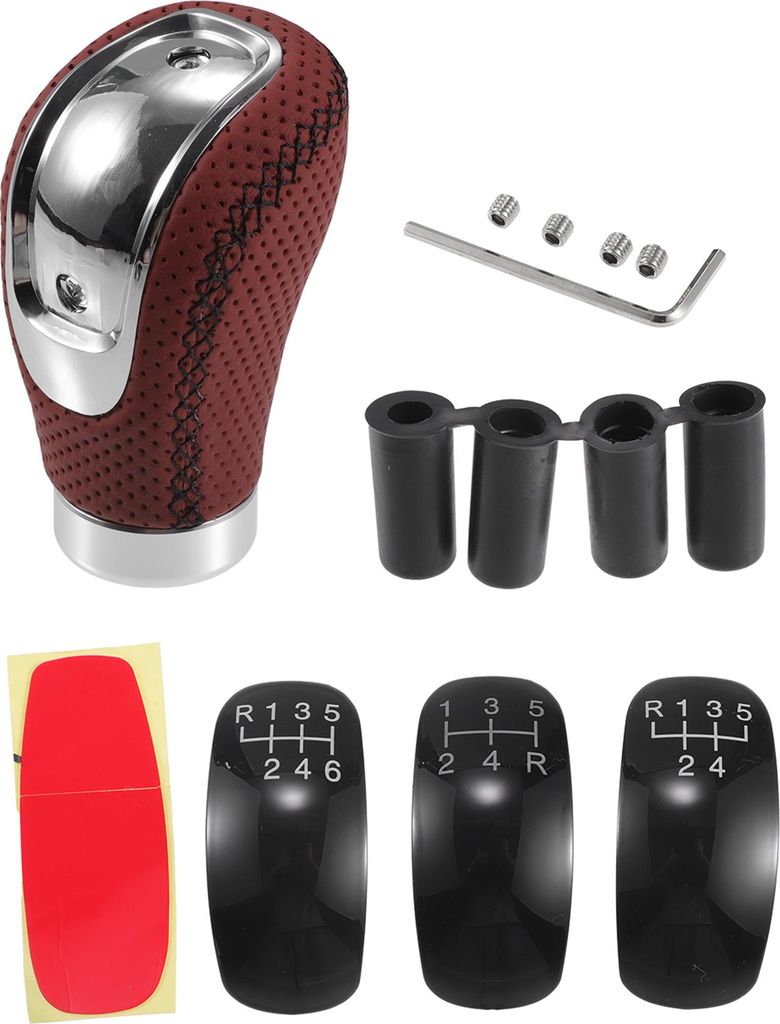 Auto Schaltknauf, 9,4 cm fš¹r 5 6 Gang Schaltgetriebe Fahrzeug Schaltknauf mit 4 Adapter Gepresstes Kunstleder, 1 Satz Schwarz