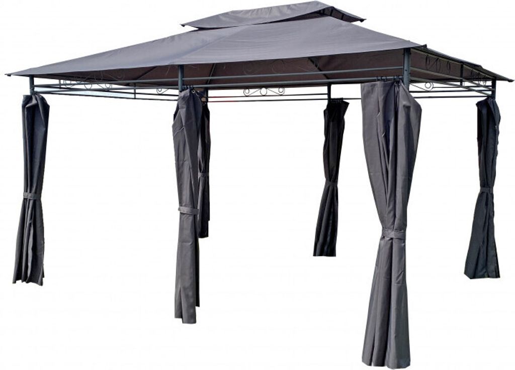 4iQ Gartenpavillon 3x4m Grau mit Wänden Partyzelt Pavillon