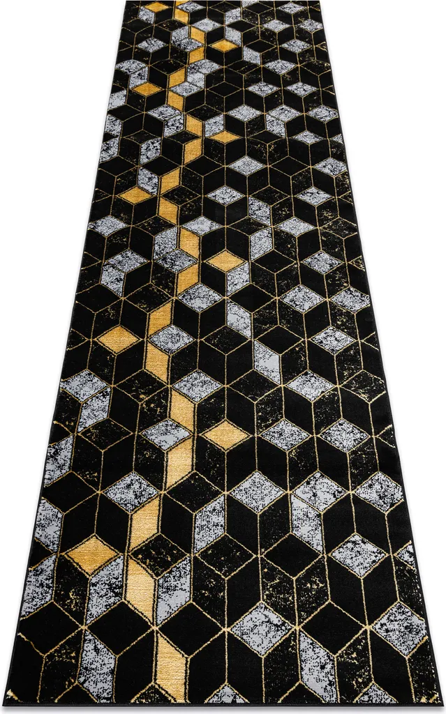Chemin de table GLOSS 400B 86 noir et or style Art Déco 80x250 cm