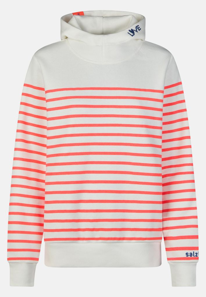 salzhaut Damen Hoodie VASEN M Maritimer Kapuzenpullover Gestreift mit Stehkragen – Bequemer Pullover aus Baumwoll-Mix ohne Kordel – Designed in...