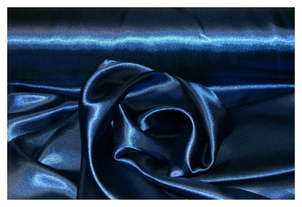 Satin Meterware (Dunkelblau) für Deko, Basteln, Kleidung Produktbild 