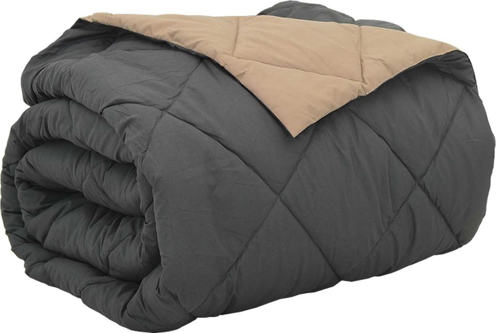 Ganzjahresbettdecke Anthrazit und Taupe 220 x 200 cm Mikrofaser