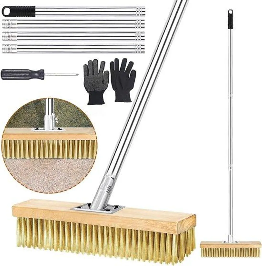Nettoyeur de mousse et algues télescopique, aspirateur paille acier 1.5m
