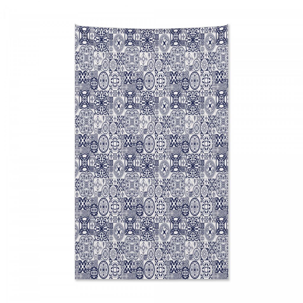 Abakuhaus marokkanisch Wandteppich und Tagesdecke, Doodle Keramik Stil aus Weiches Mikrofaser Stoff Kein Verblassen Klare Farben Waschbar, 140 x 23...