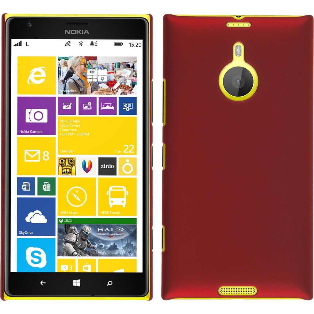 PhoneNatic Case kompatibel mit Nokia Lumia 1520 - Hülle rot gummiert Hard-case + 2 Schutzfolien