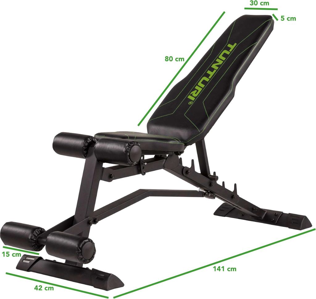 Tunturi Hantelbank UB80, verstellbar negativ, Bauchmuskeltrainer, Fitnessbank