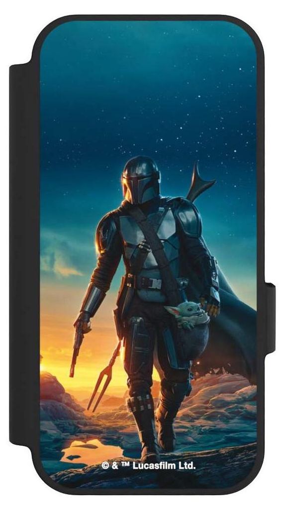 NIVOCASE Klapphülle für Google Pixel 10 Pro Handyhülle aus Kunst Leder NIVOflip schwarz Sonnenuntergang Star Wars The Mandalorian