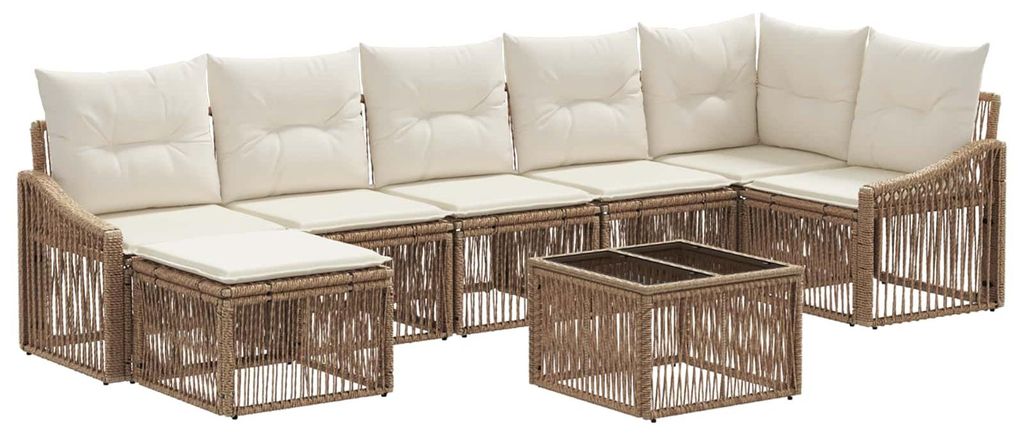 vidaXL Gartensofa-set 8 pcs Beige Poly-Rattan