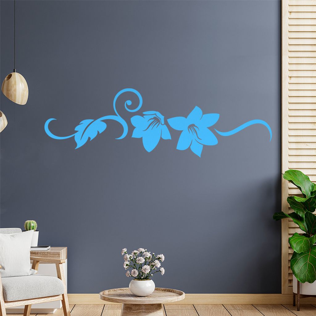 Blume - Linien Wandtattoo in 6 Größen - Wandaufkleber Wall Sticker - Dekoration, Küche, Wohnzimmer, Schlafzimmer, Badezimmer