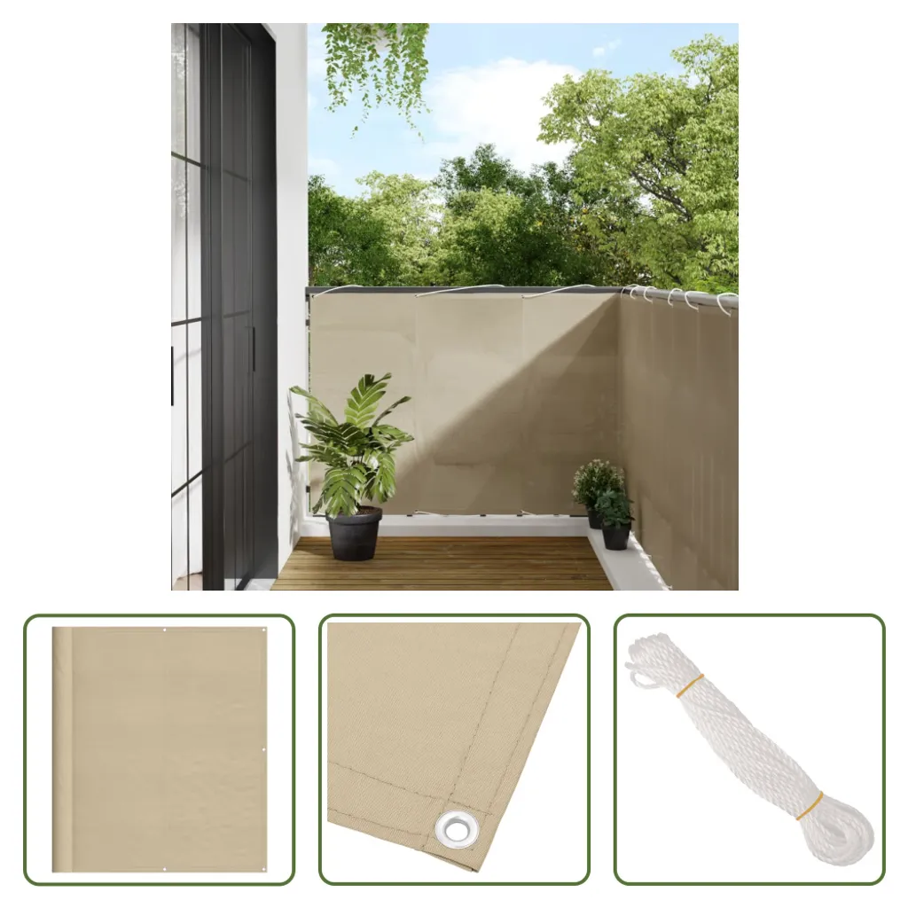 The Living Store Paravento per balconi Beige 120x1000 cm 100 % Poliestere-Oxford