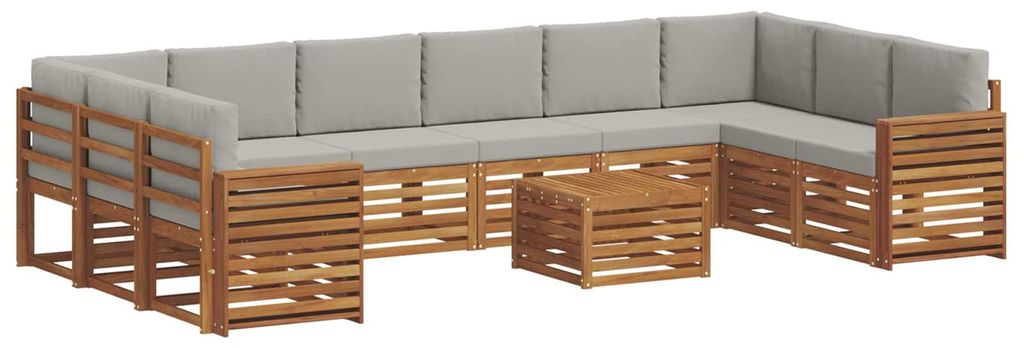 vidaXL Ecksofa Set 11 pcs Natürlich und Hellgrau Massivholz Akazie