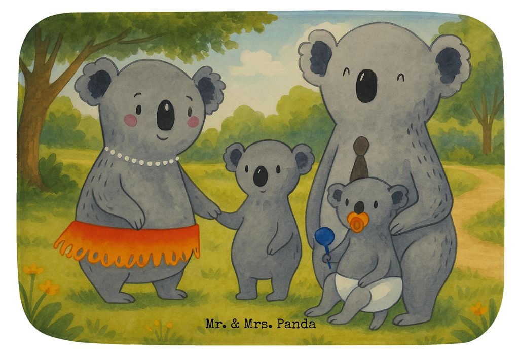 Mr. & Mrs. Panda Badteppich Koala Familie Design - Weiß - Geschenk, Muttertag, Badematte, Familienzeit, Kinder, Badvorleger, Papa, Badezimmer Matt...