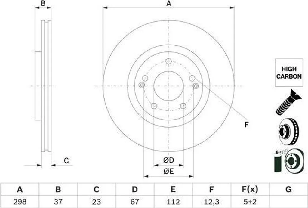 Disque de Frein Haute Performance Avant Ssangyong Tivoli XLV 298mm 5 Trous