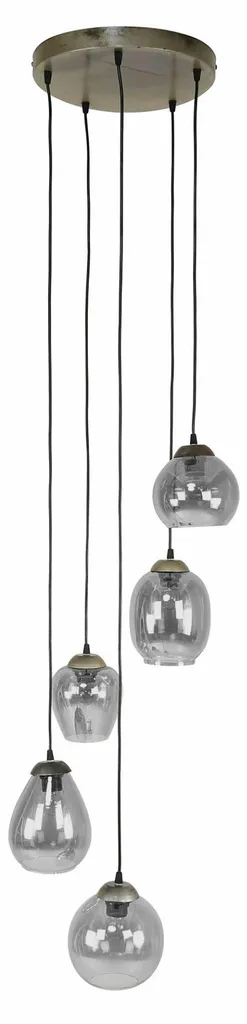 Grand Lustre Plafonnier Design en Verre Gris et Finition Bronze 43cm
