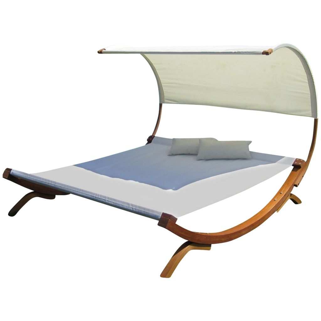 ALEOS. XXL Sonnenliege Doppelliege SAONA Holz Lärche extrabreite Liegefläche mit Sonnendach für 2 Personen