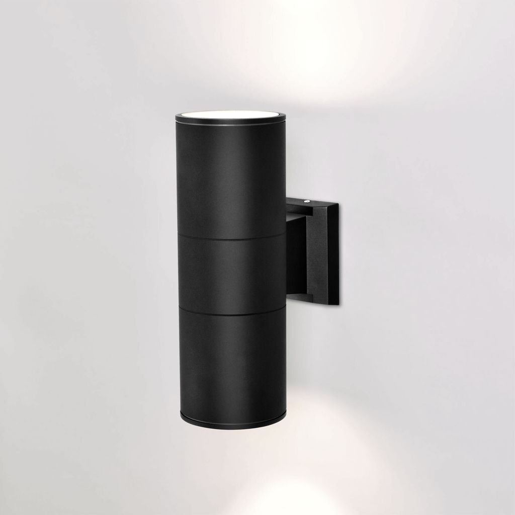 Außenwandleuchte Aluminium Schwarz 1258-108BB: Modernes Design, IP44, 2x GU10 Fassung für individuelle Beleuchtung