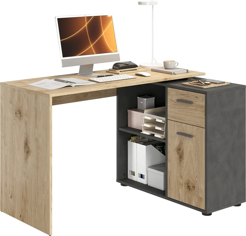 Bureau ALBRECHT 1 Viking Chêne et Matera - Table de Travail 117x83 cm