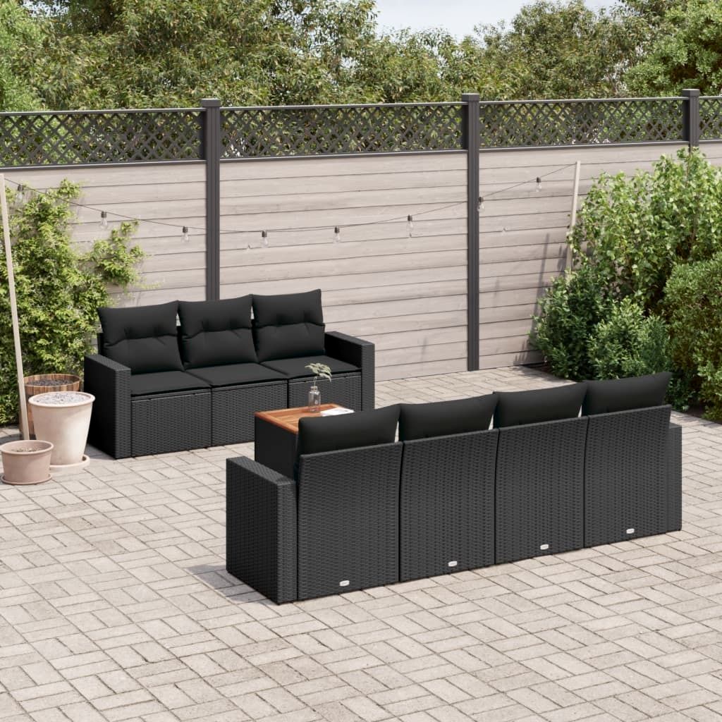Maison Exclusive - 8-tlg. Garten-Sofagarnitur mit Kissen Schwarz Poly Rattan