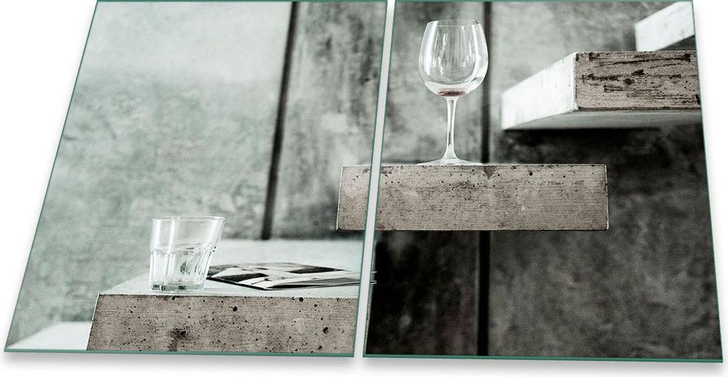 Herdabdeckplatte Glaskeramik 2-Teilig 2x40x52 Wein Schwarz Abdeckung Spritzschutz Glas