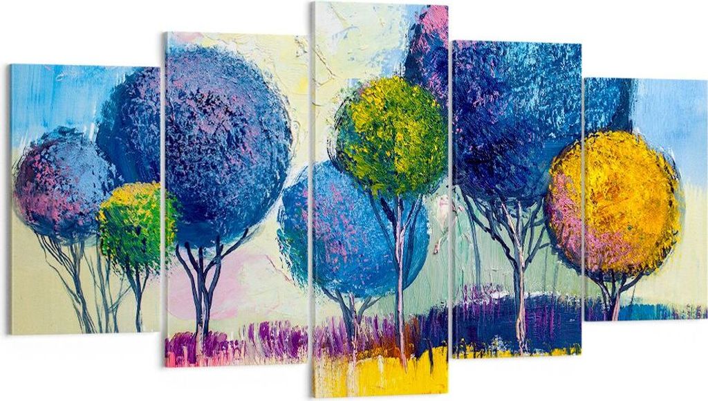 Bild auf Leinwand - Leinwandbild - Bäume Wiese Sommer - 160x85cm - Wand Bild - Wanddeko - Leinwanddruck - Bilder - Kunstdruck - Wanddekoration - L...