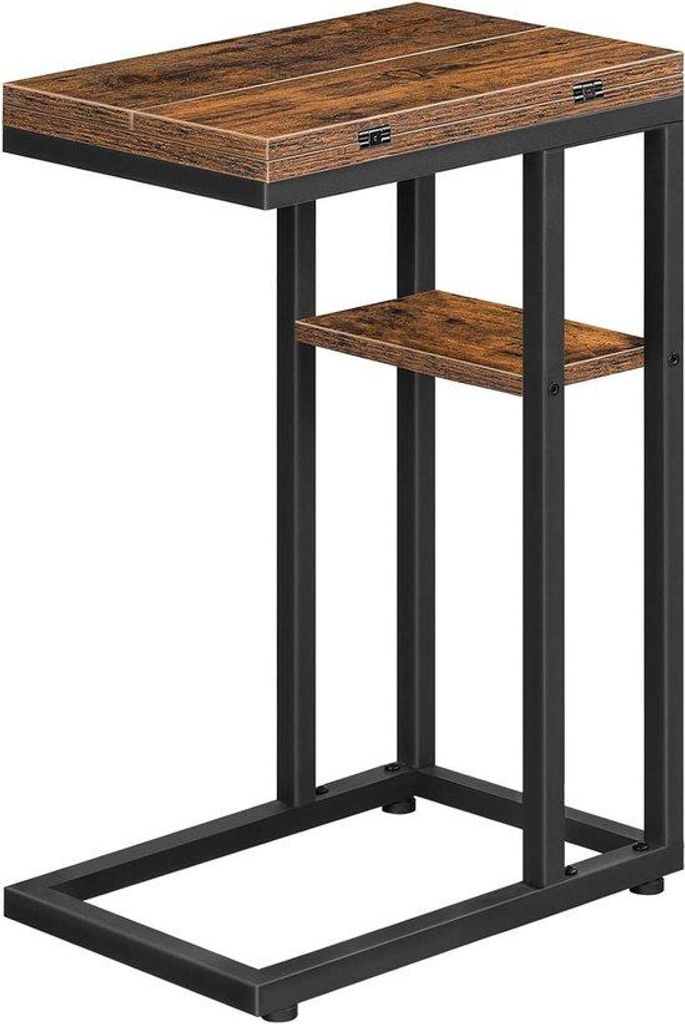 Klappbarer Beistelltisch C-Form schwarz braun kompakt