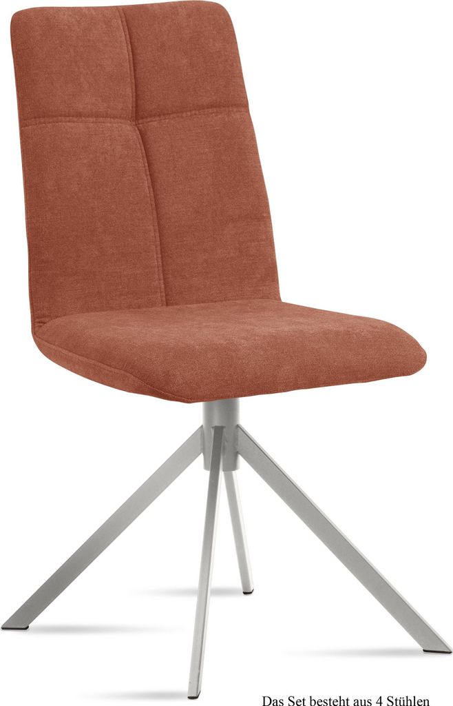 Esszimmerstuhl (4er-Set) Dorine 47x92x60 Edelstahl/Cognac