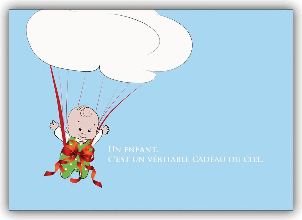 Französische Babykarte mit Fallschirm Baby und Wolke: Un enfant, c’est un ...