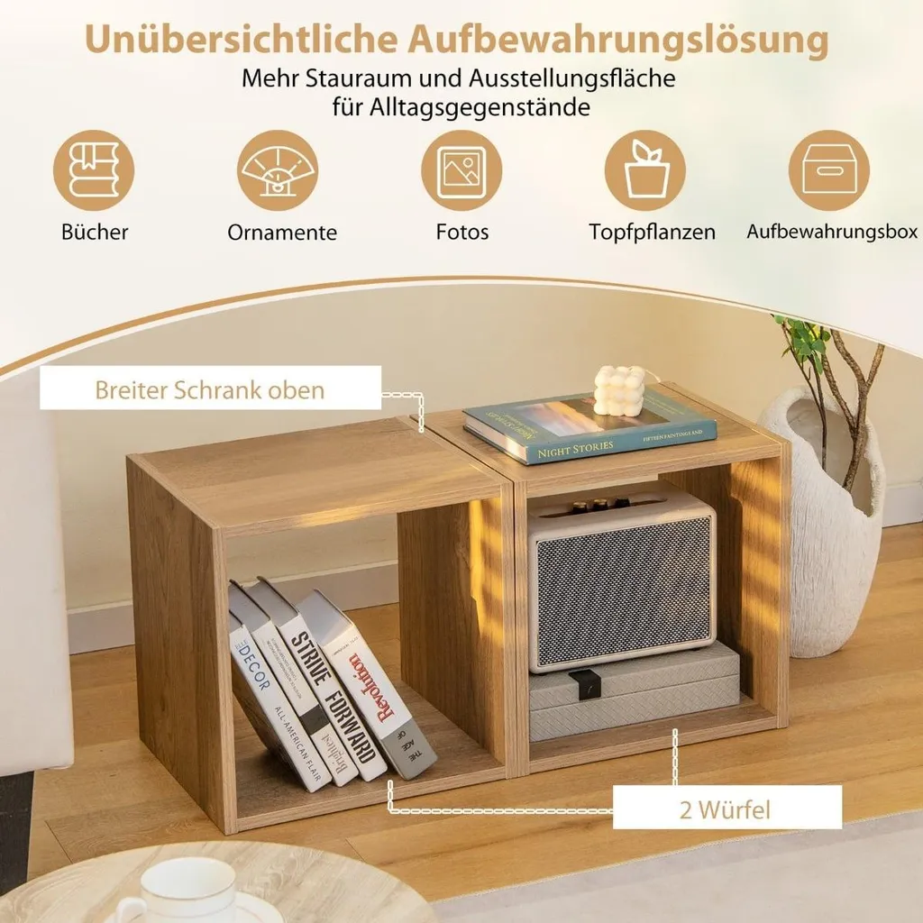 Étagères cubiques empilables en bois lot de 2 modules de rangement