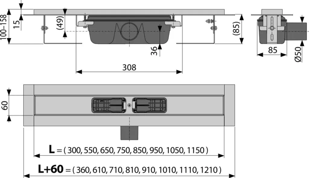 Alcadrain APZ1 550mm Canalina Doccia Inox: Qualità per Installatori - 2