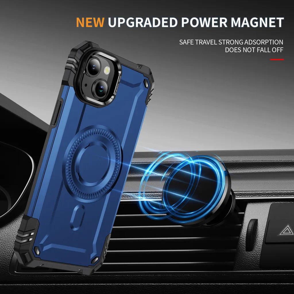 Custodia iPhone 14 Blu Magnetica con Supporto | Elegante e Robusta - 3