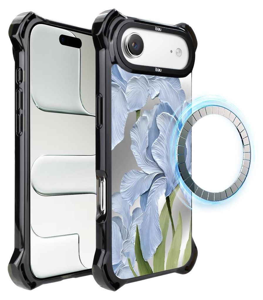 Schutzhülle für das iPhone Air, MagSafe-kompatibel, verstärkte Ecken, schwarz, Blaue Iris