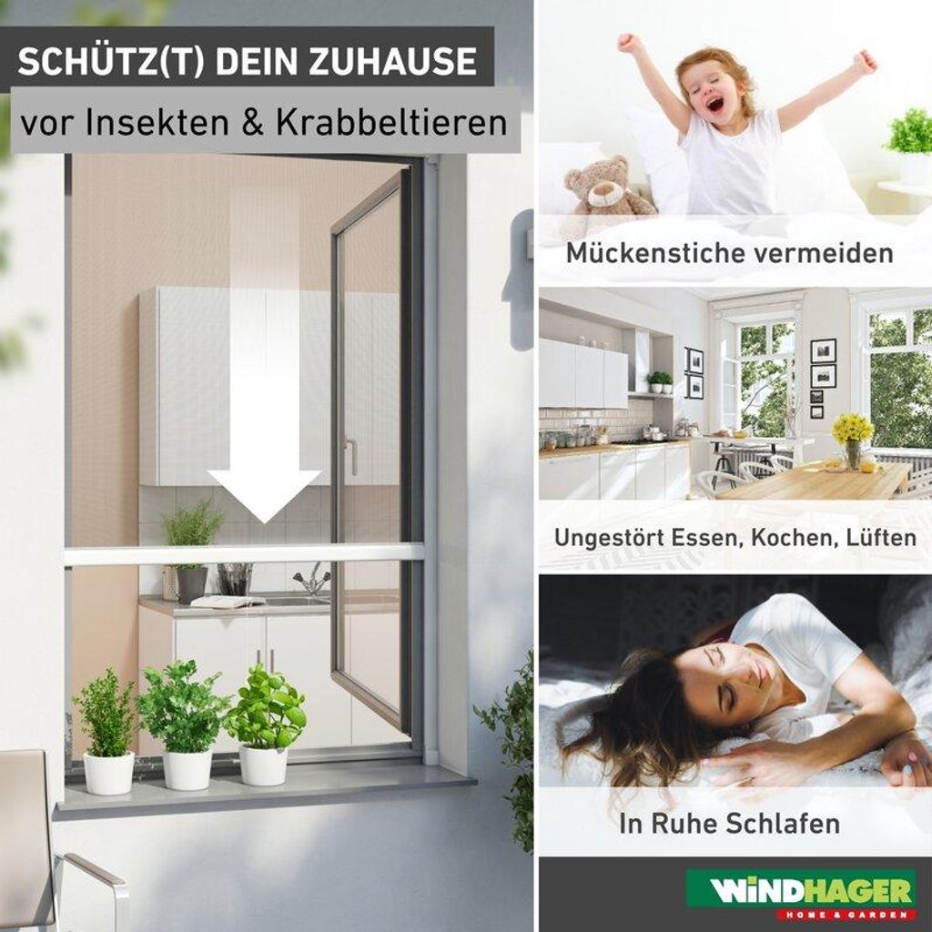 Windhager Insektenschutzrollo BASIC, Alu, dunkelgrau, Produktbild 