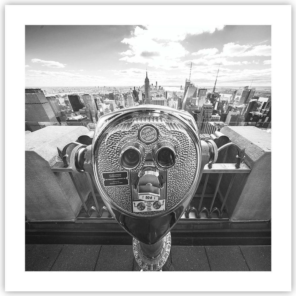 Poster - Poster ohne Rahmen - Manhattan Fernglas Ansicht - 50x50 cm - Wand Bild - Wanddeko - Wandbilder - Kunstposter - Wandposter - Bilder - Kunst...