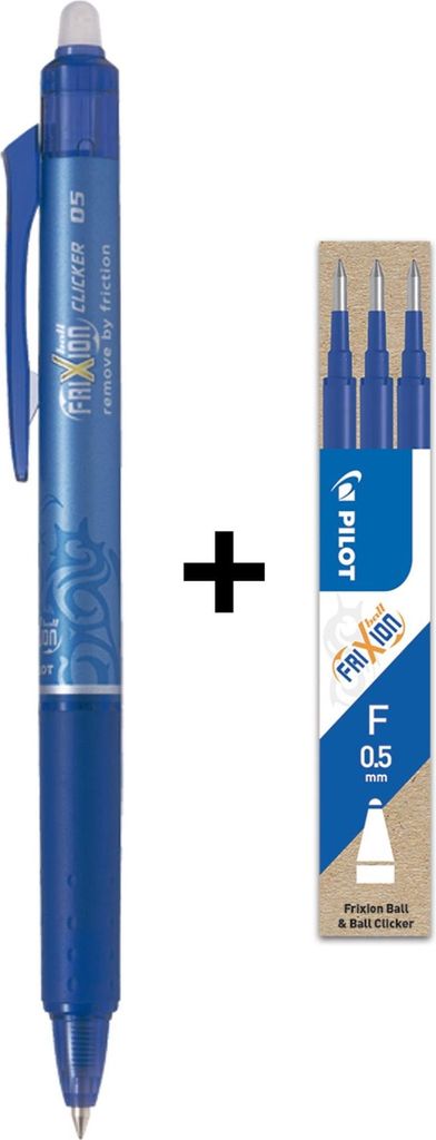 PILOT FriXion Clicker 05 / 0,25 mm, blau - 1 Packung 3 Minen