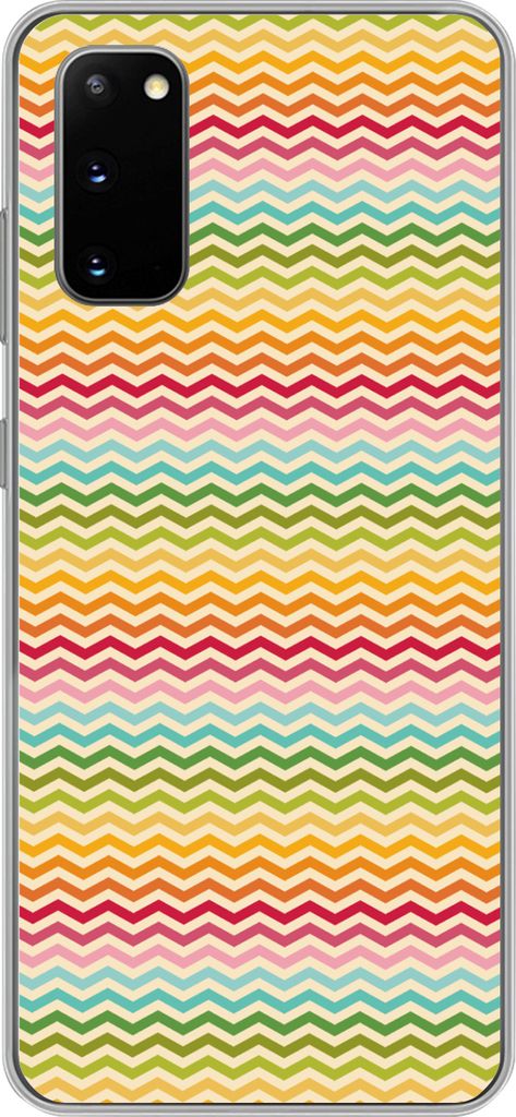 MuchoWow Handyhülle Schutzhülle Hülle für Telefoonhoesje Samsung Galaxy S20 Muster - Regenbogen - Retro Silikon Softcase Handy Hülle - Bild