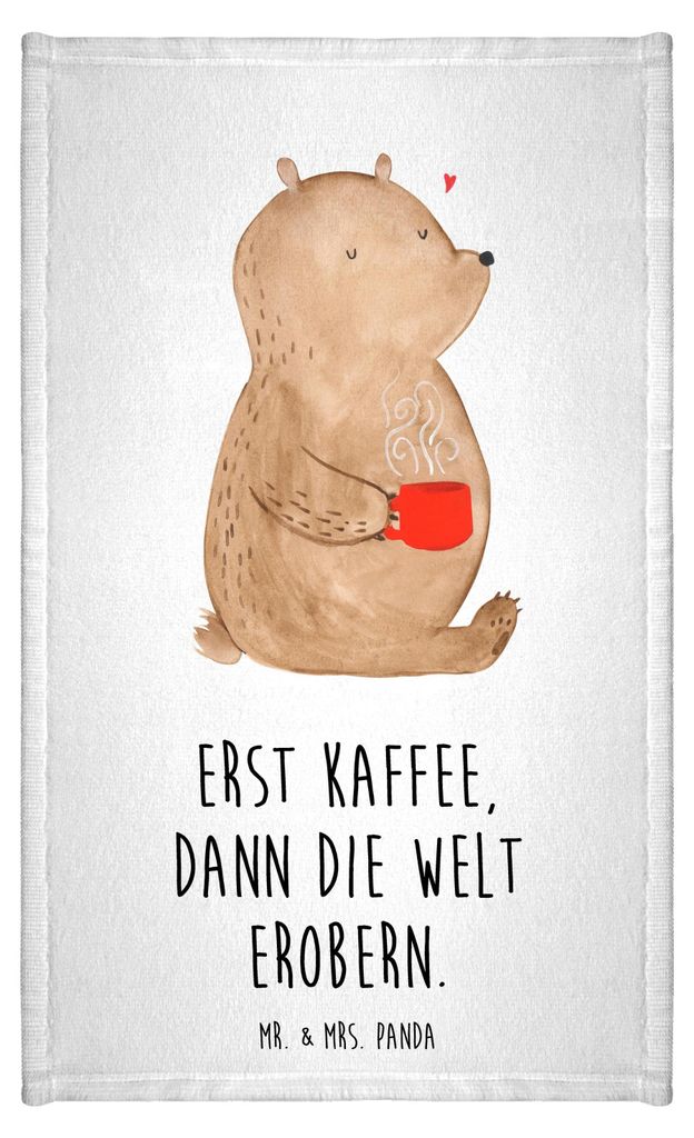 Mr. & Mrs. Panda Handtuch Bär Kaffee - Weiß - Geschenk, Klein, Motivation, Guten Morgen, Teddy, Coffee, Gästehandtuch 30x50, Kleines, Gästetuch...