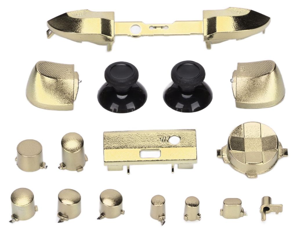 Komplettes Gamecontroller-Tastenset, galvanisierte Ersatzgriffe, Zubehör für Xbox Series X, Gold