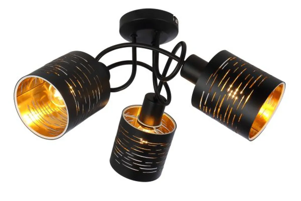 Plafonnier 3 Spots Noir E14 pour Éclairer les Pièces Sombres sans Lustre