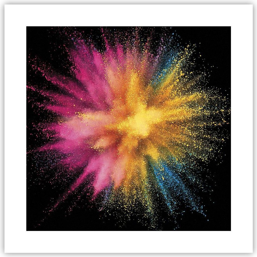 Poster - Poster ohne Rahmen - Bunt Staub Explosion - 40x40 cm - Wand Bild - Wanddeko - Wandbilder - Kunstposter - Wandposter - Bilder - Kunstdruck ...