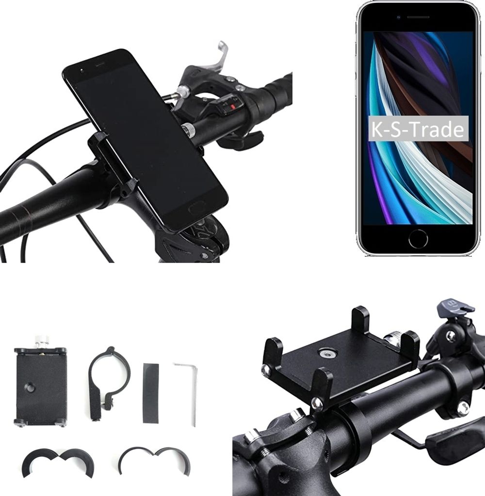 K-S-Trade Handyhalterung für das Fahrrad kompatibel mit Apple iPhone SE 2 Halter Lenkstange Fahrradhalterung Motorrad Bike Mount Befestigung