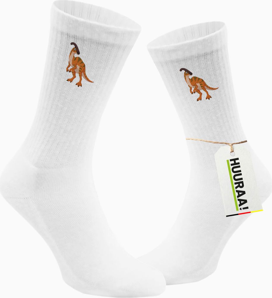 Huuraa Unisex Socken Parasaurolophus Dinosaurier 37/41 White Baumwolle Tennissocken Geschenkidee