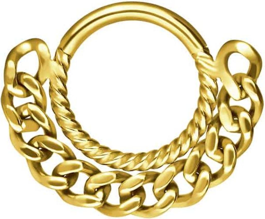Ohrpiercing, Nasenpiercing, Septum Piercing Chirurgenstahl Segmentring Clicker GEDREHT + PANZERKETTE