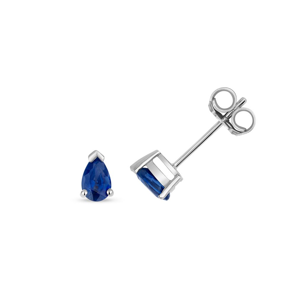 9 Karat (375) Weißgold Damen - Paar Ohrstecker mit Saphir - 6mm*3mm; TRS31589KW