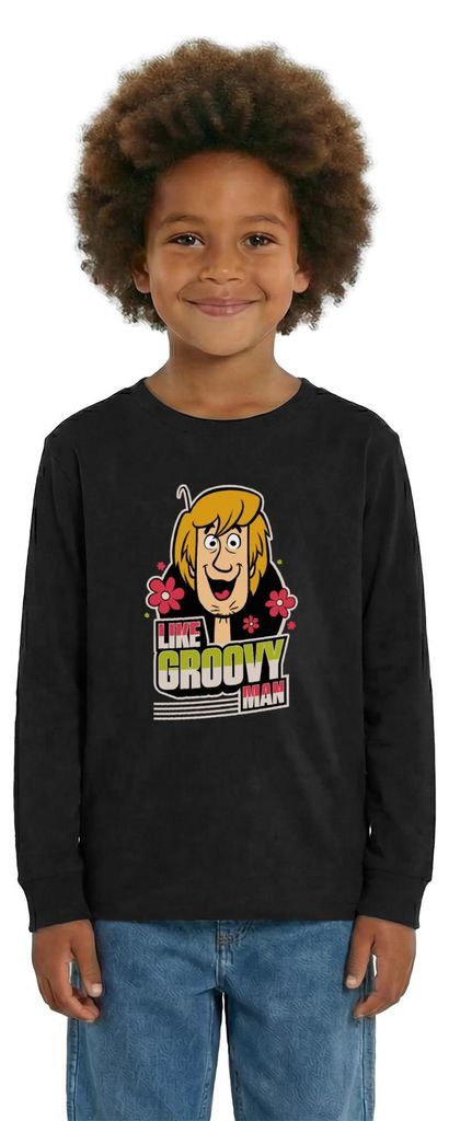 Spreadshirt Scooby-Doo Shaggy Rogers & Spruch Like Groovy Man Teenager Premium Langarmshirt, 158/164 (12 Jahre), Schwarz