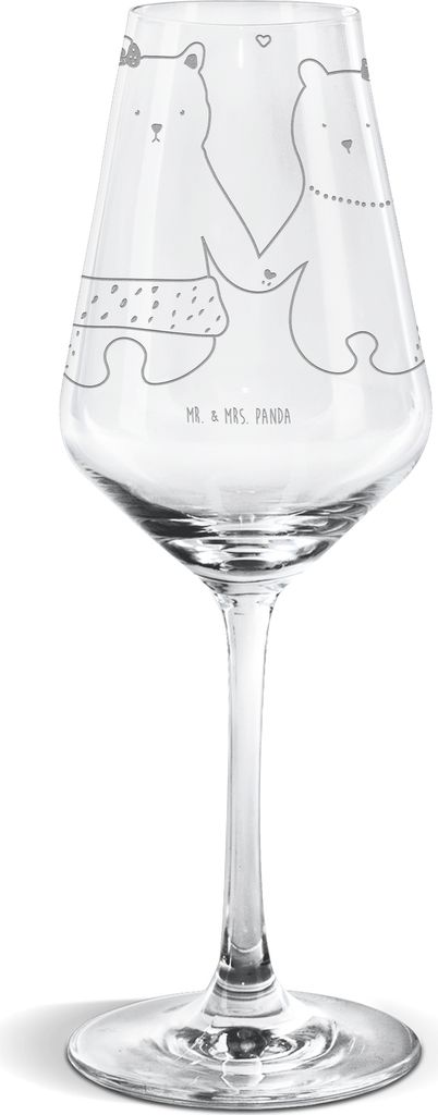 Mr. & Mrs. Panda Weinglas Bär Freundin - Transparent - Geschenk, Teddy, Weißweinkelch, wein glas, Beste Freund Liebe Liebesbeweis Verliebt Kumpel...