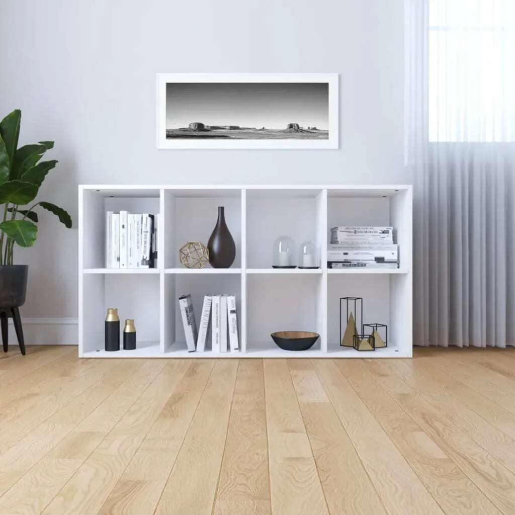 Bibliothèque Buffet Blanc 66x30x130 cm en Bois d'Ingénierie Robuste