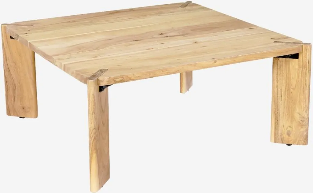 Tavolino Esotico Quadrato 80x80 in Legno Massello Marrone Naturale