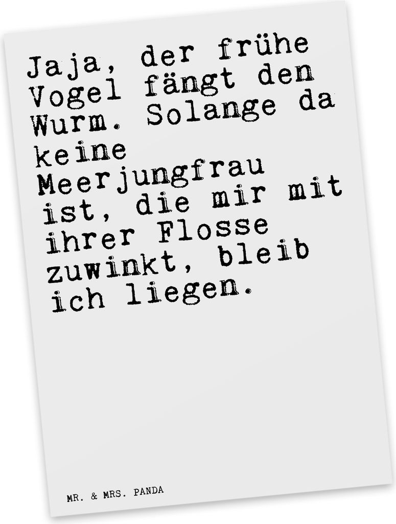 Mr. & Mrs. Panda Postkarte Jaja, der frühe Vogel... - Weiß - Geschenk, Morgenmuffel, Postkarten, Grußkarte, Einhorn Spruch, lustiger, bildkarte,...